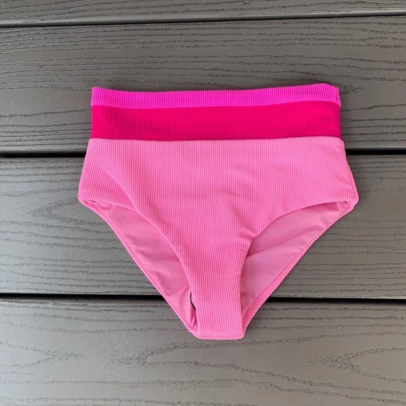 Beach Riot Girls Little Mackenzie Heidi Set Peak Pink Colorblock - Picture 7 of 12